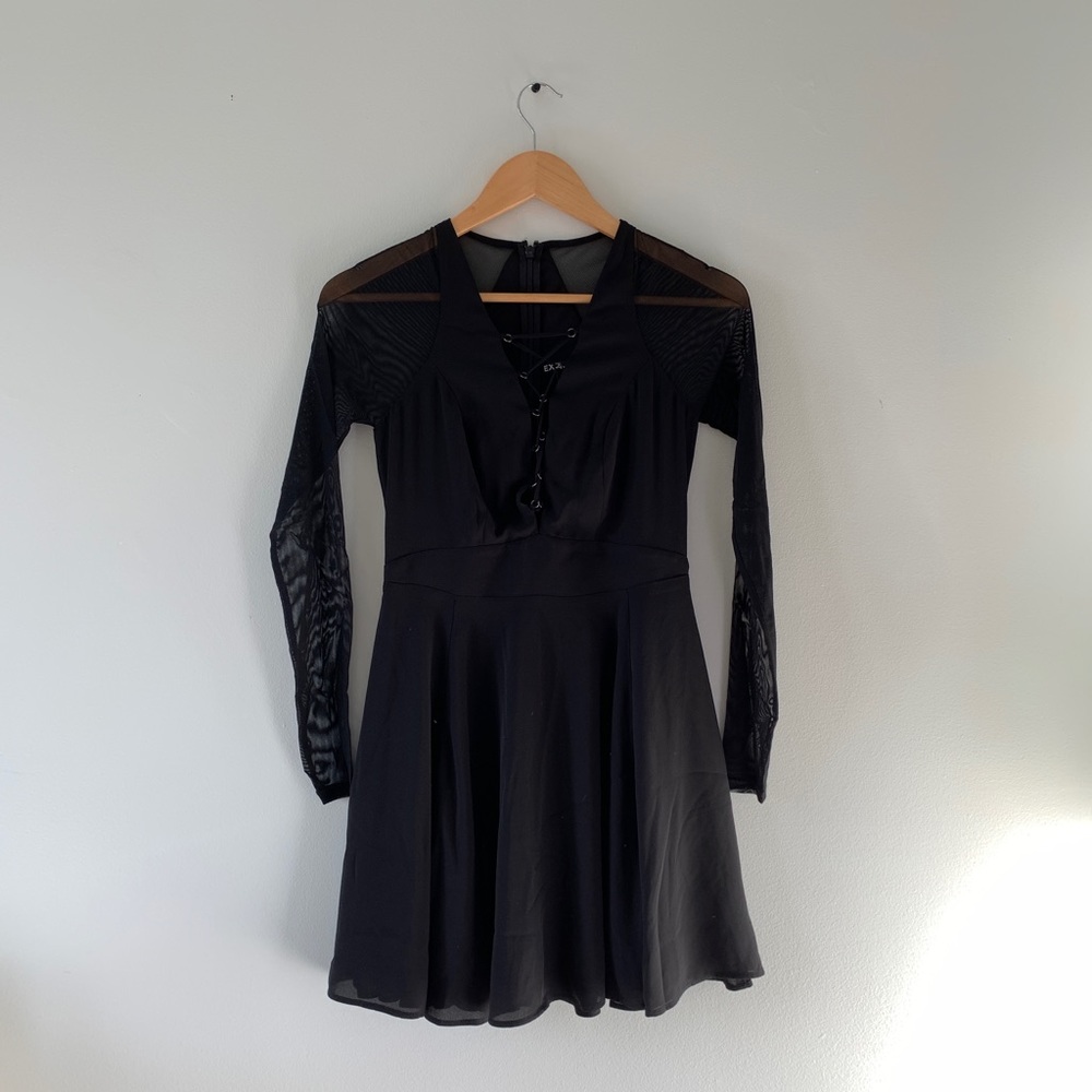 Express Black Mini Tie Front Dress